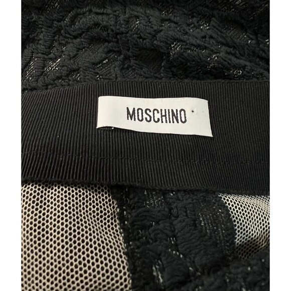 Moschino Sz 6 Black Sheer Textured Stretch Lace Pencil Skirt Made in ITALY - Picture 3 of 8